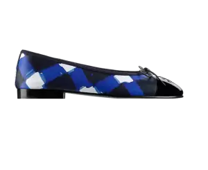 Chanel Blue, Black and White Lambskin Pump 2016
