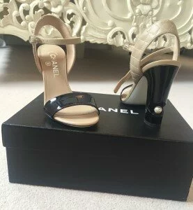 Chanel Quilted Heeled Sandal with Pearl Heel